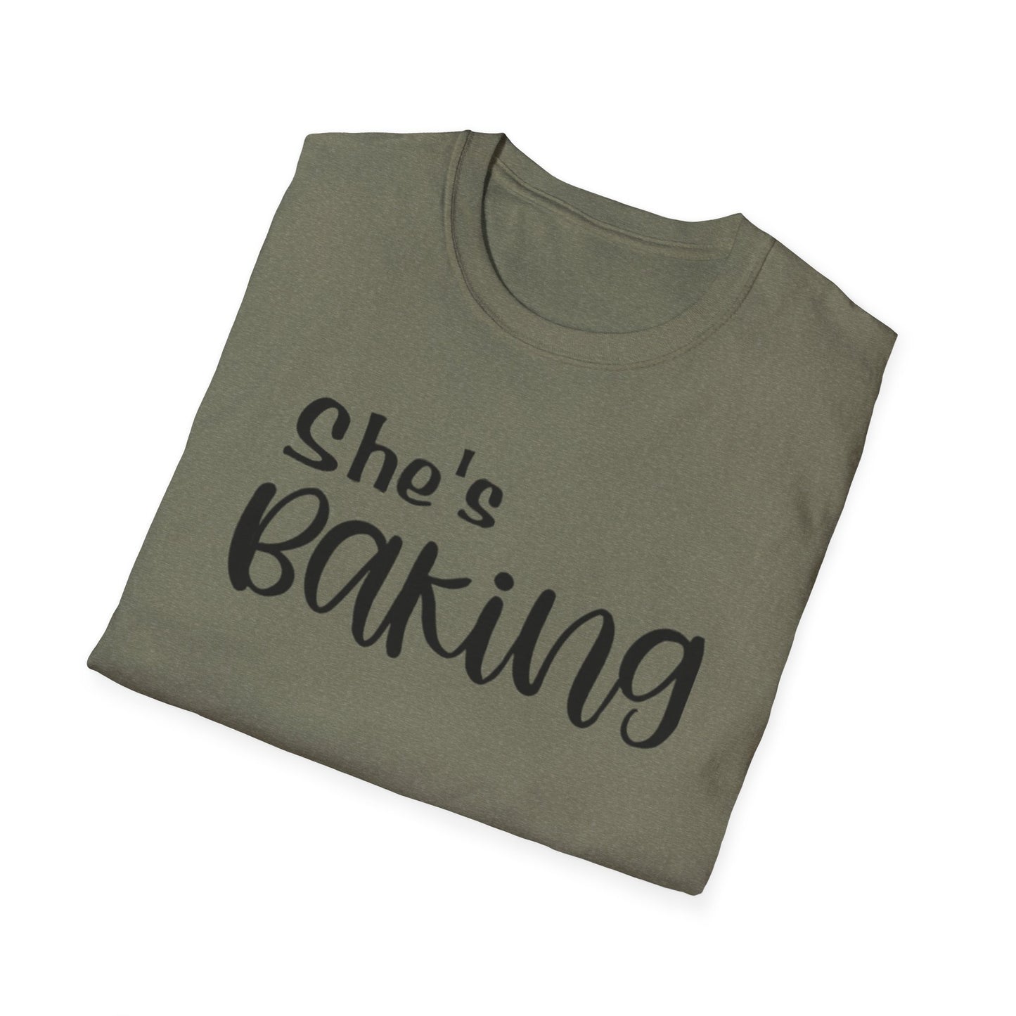 She's Baking Unisex Softstyle T-Shirt – Perfect Gift for Baking Enthusiasts