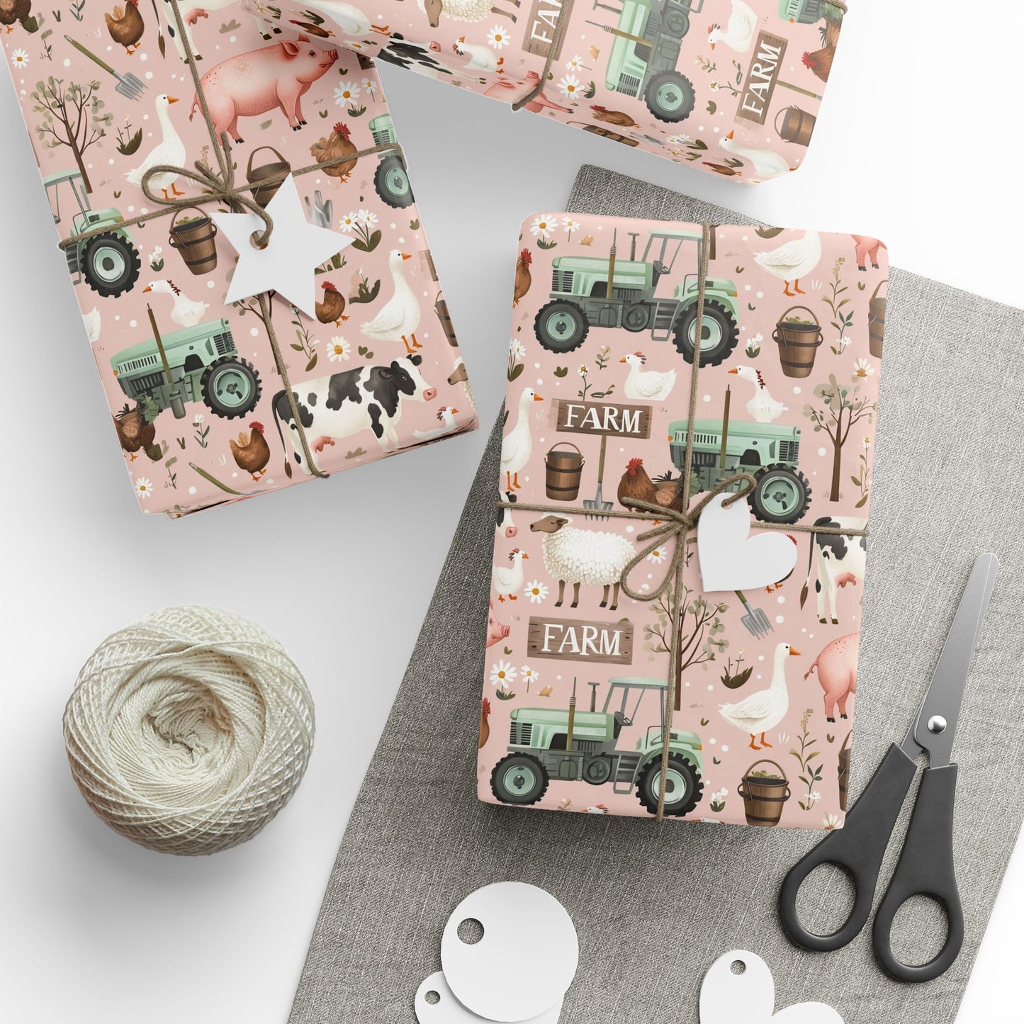 Farmhouse Themed Wrapping Paper | Rustic Gift Wrap for Holidays & Celebrations