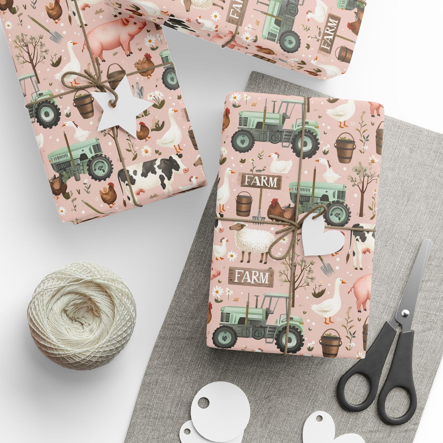 Farmhouse Themed Wrapping Paper | Rustic Gift Wrap for Holidays & Celebrations