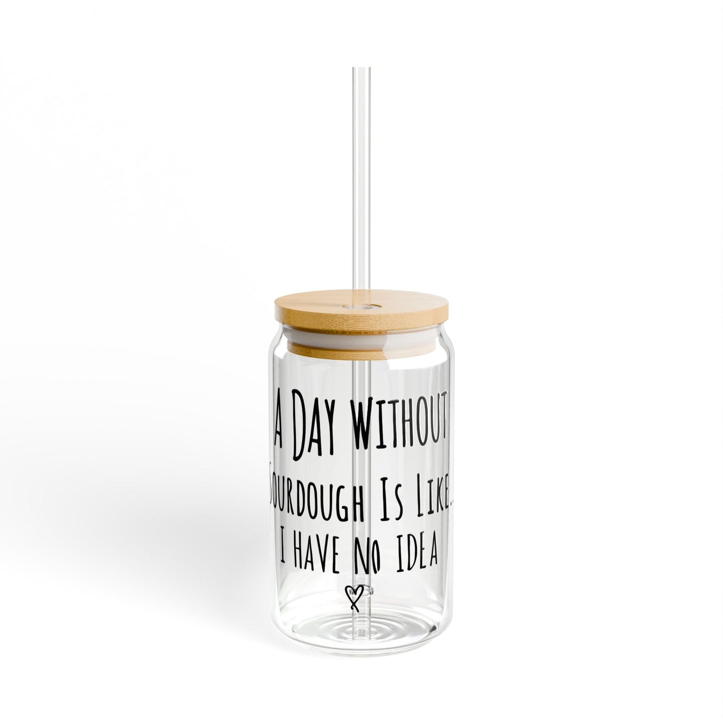 Sourdough-Inspired Sipper Glass – 16oz with Bamboo Lid and Straw