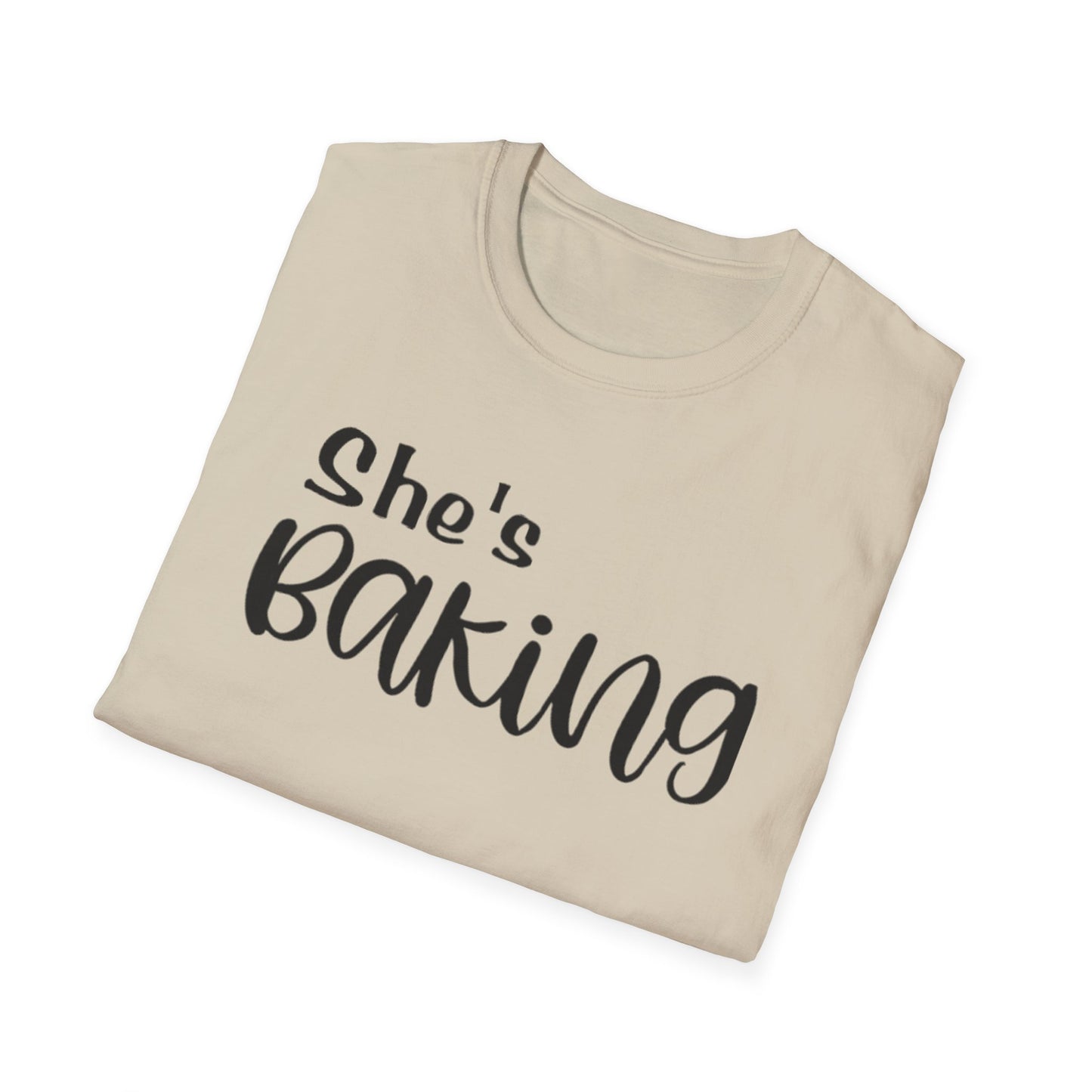 She's Baking Unisex Softstyle T-Shirt – Perfect Gift for Baking Enthusiasts