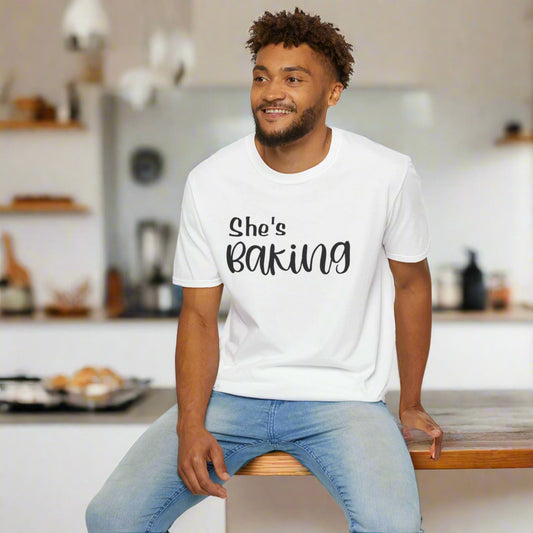 She's Baking Unisex Softstyle T-Shirt – Perfect Gift for Baking Enthusiasts