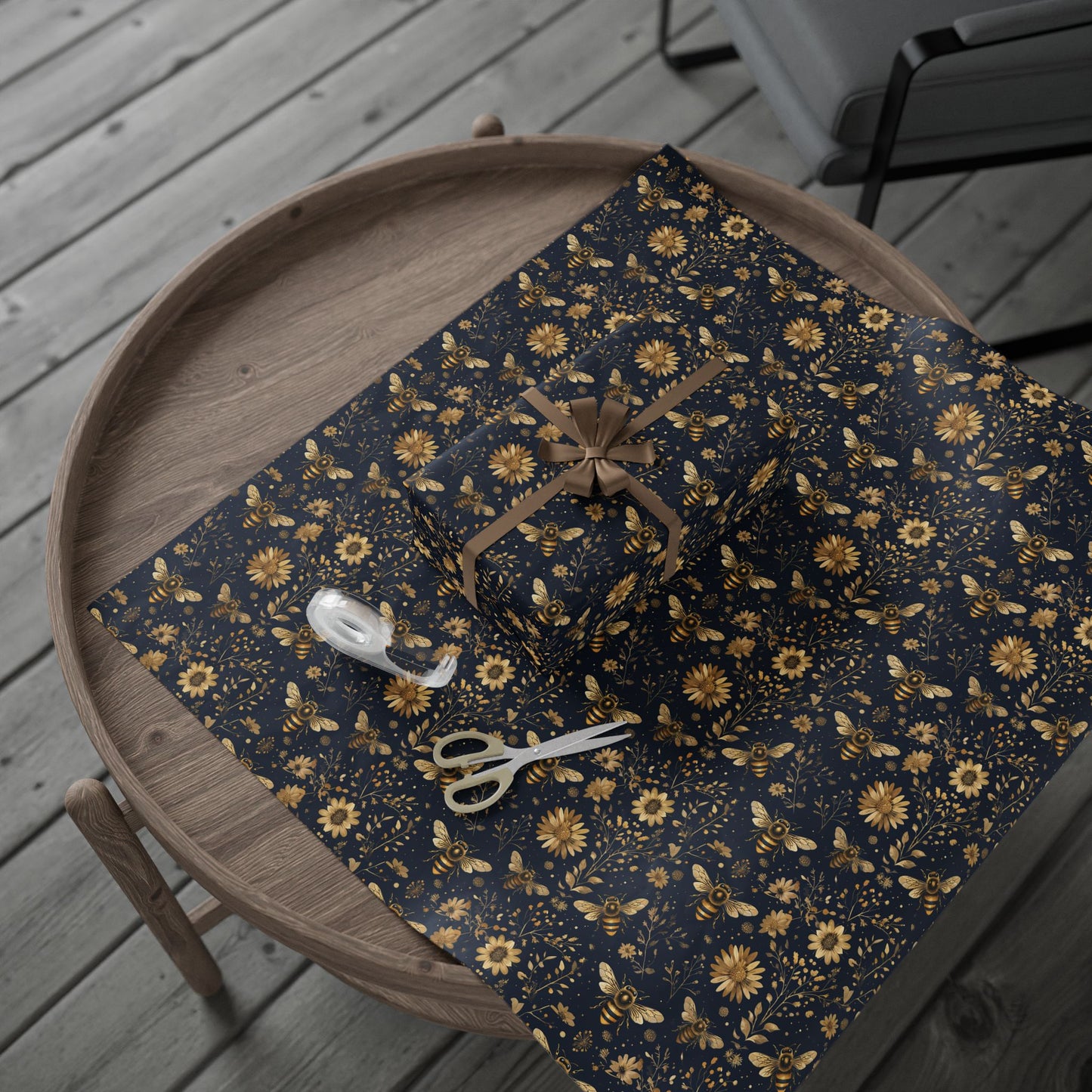 Elegant Floral Bees Wrapping Paper - Eco-Friendly Gift Wrap for All Occasions