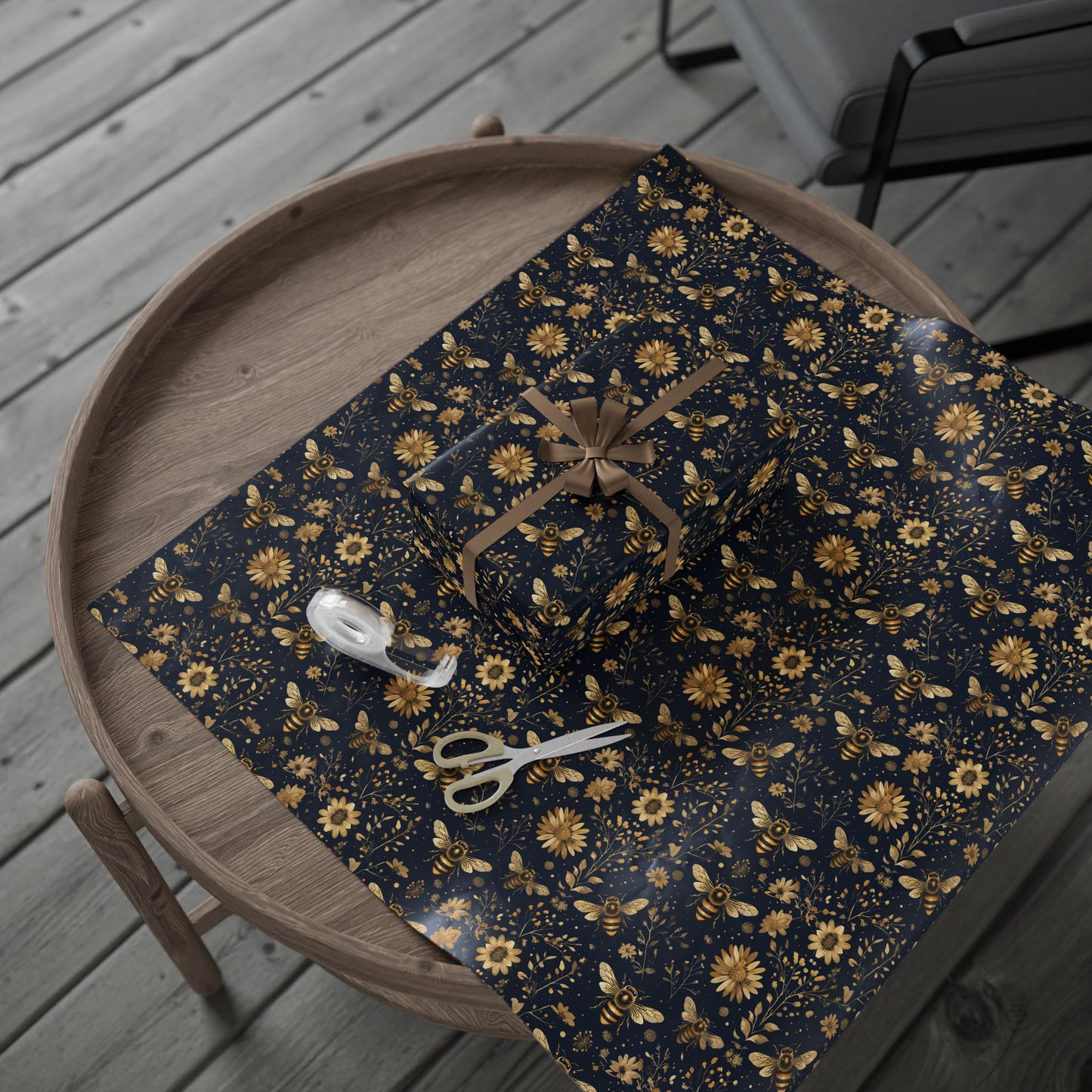 Elegant Floral Bees Wrapping Paper - Eco-Friendly Gift Wrap for All Occasions