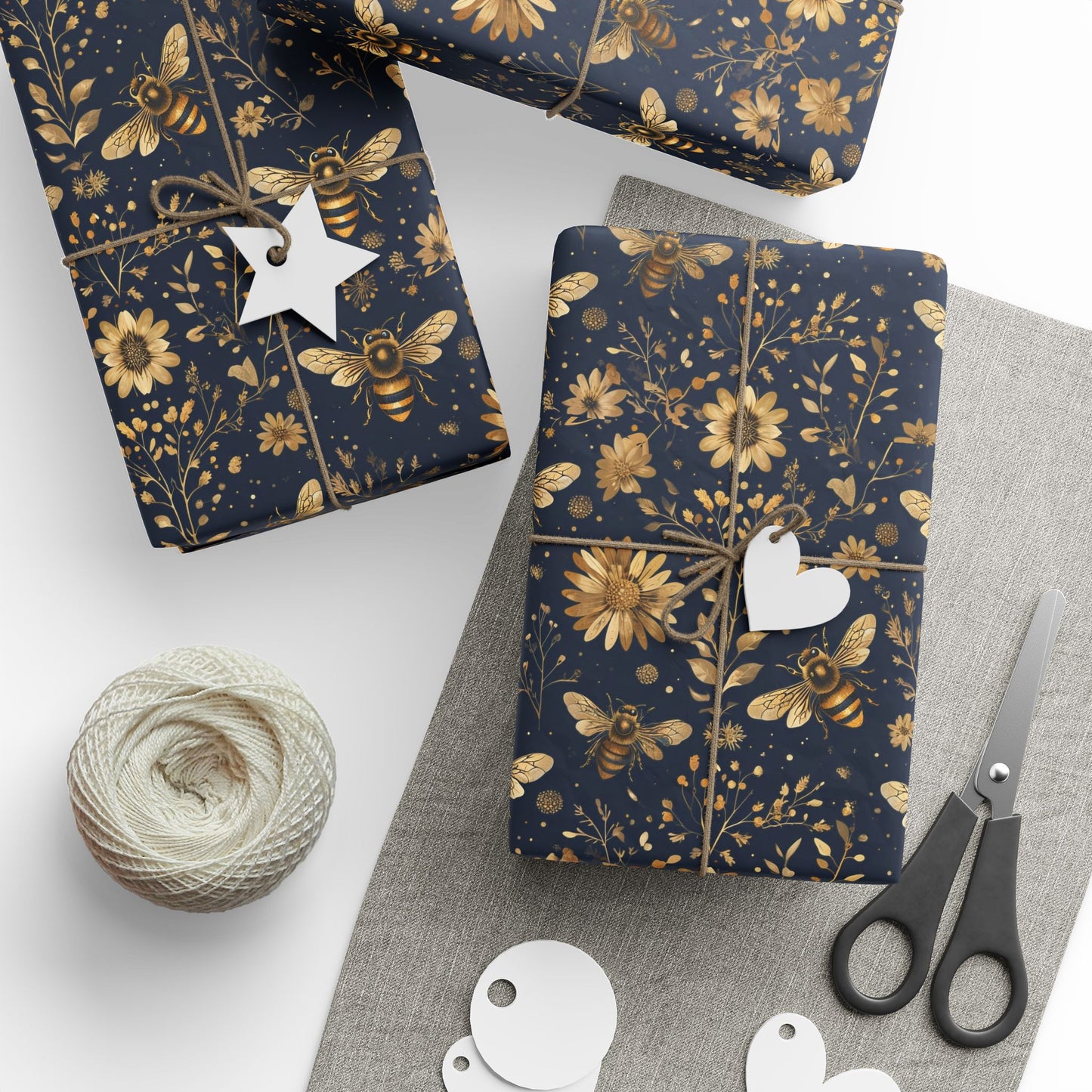 Elegant Floral Bees Wrapping Paper - Eco-Friendly Gift Wrap for All Occasions