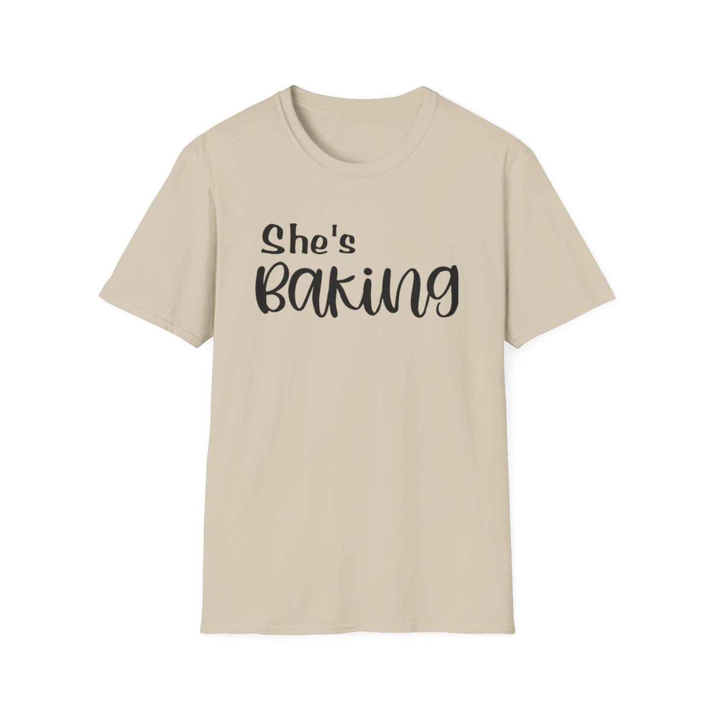 She's Baking Unisex Softstyle T-Shirt – Perfect Gift for Baking Enthusiasts