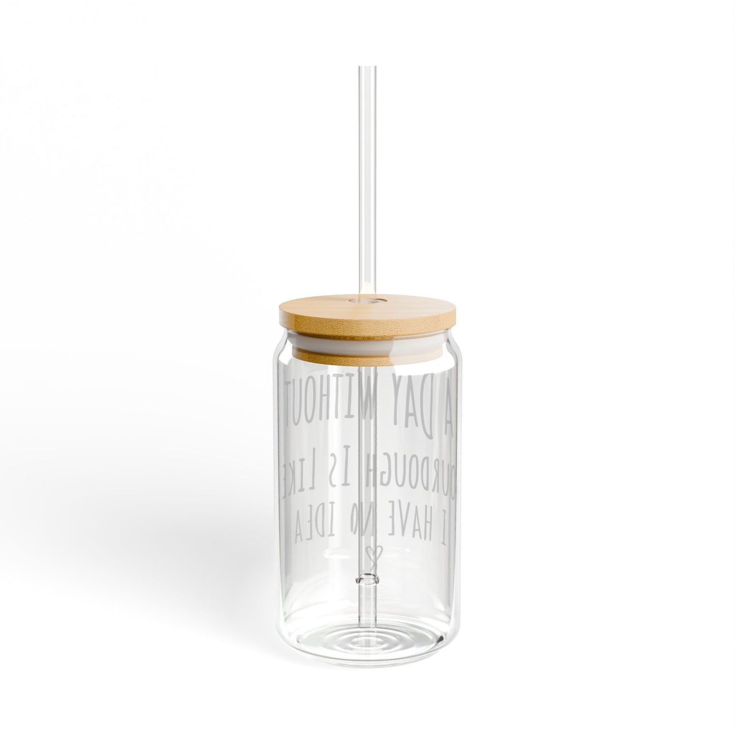 Sourdough-Inspired Sipper Glass – 16oz with Bamboo Lid and Straw