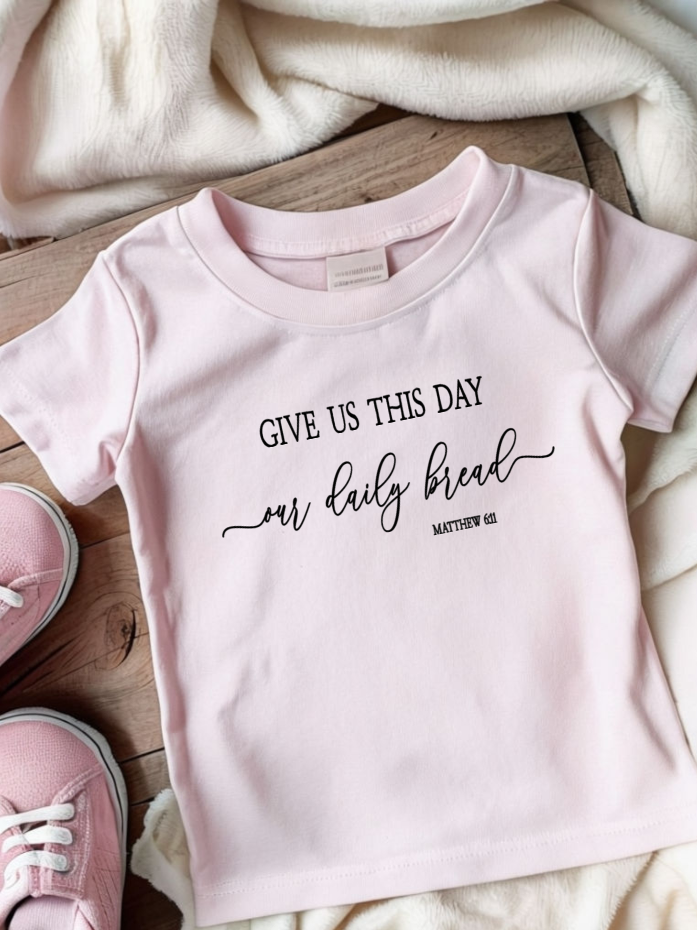 Kids Cotton Tee - 'Give Us This Day' Inspirational Design